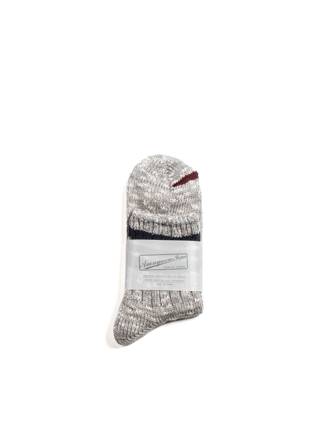 3 LINE SLUB Q SOCK GREY MELANGE - Image 1