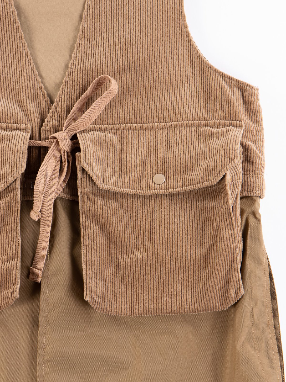 Khaki 8W Corduroy Long Fowl Vest by Engineered Garments – The