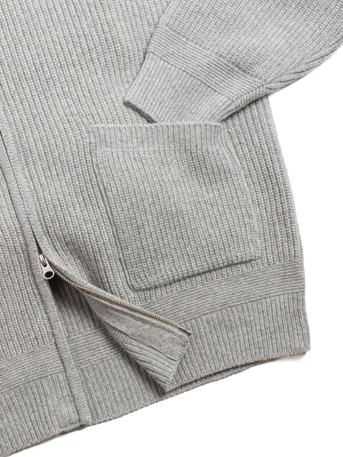 WOOL DECK ZIP UP CARDIGAN LIGHT GREY - Image 3