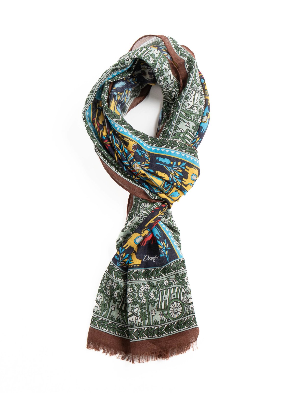 ELEPHANT VILLAGE PRINTED SCARF NAVY - Image 1